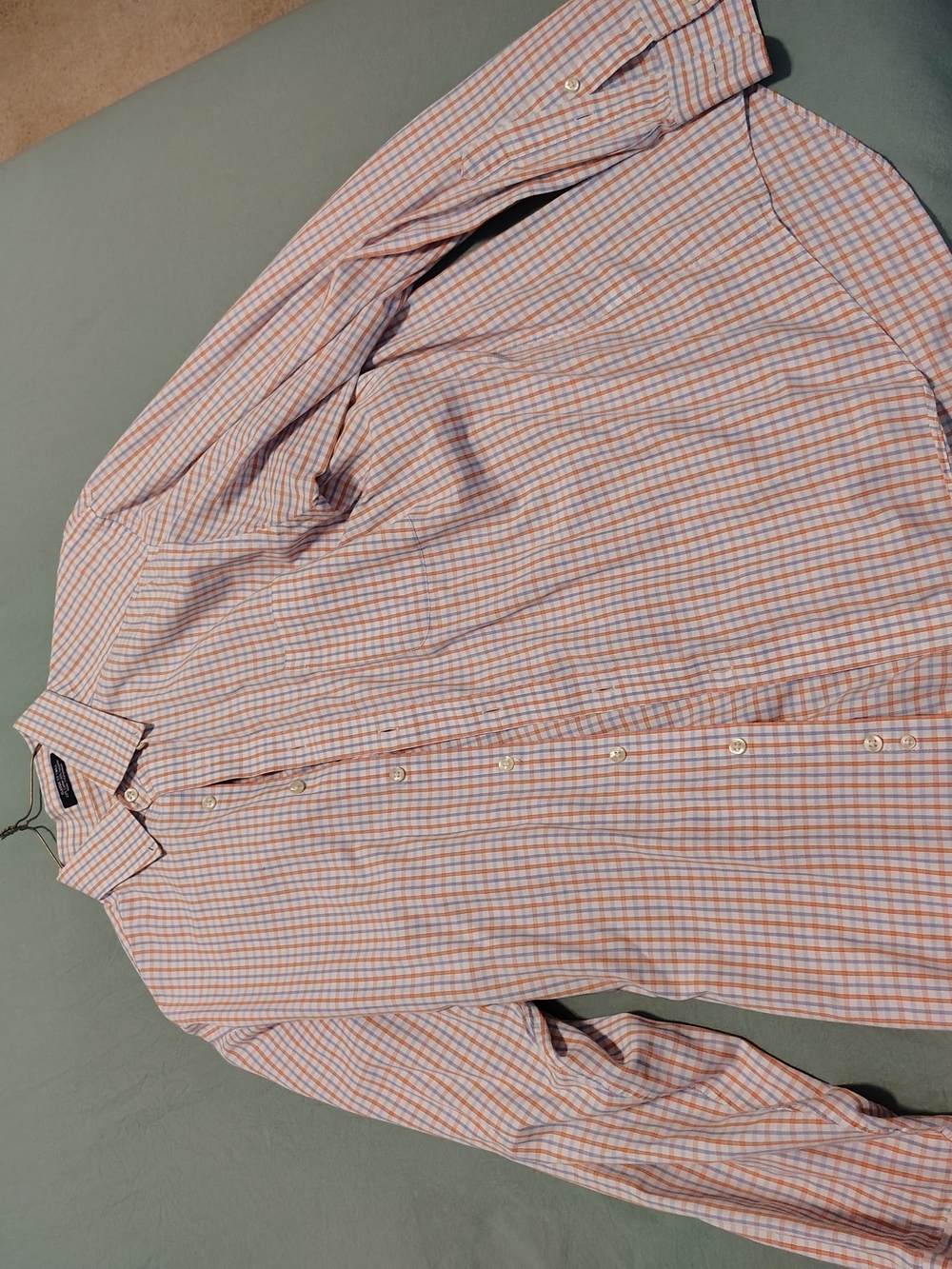 Chaps Orange and Blue Plaid Dress Shirt